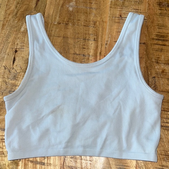 Light Blue Ribbed Crop Top/Bra - Picture 2 of 3